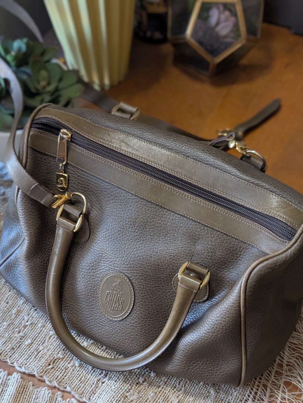 Mark Cross pebbled leather satchel